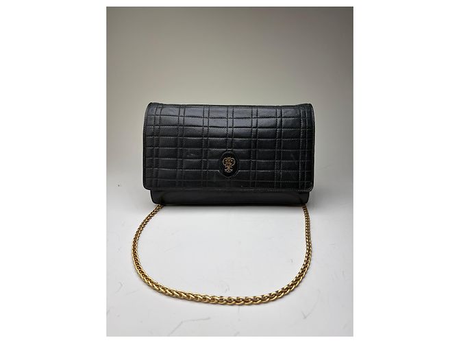 Emilio Pucci Clutch in pelle vintage Pucci nera con catena dorata Nero - vista 9