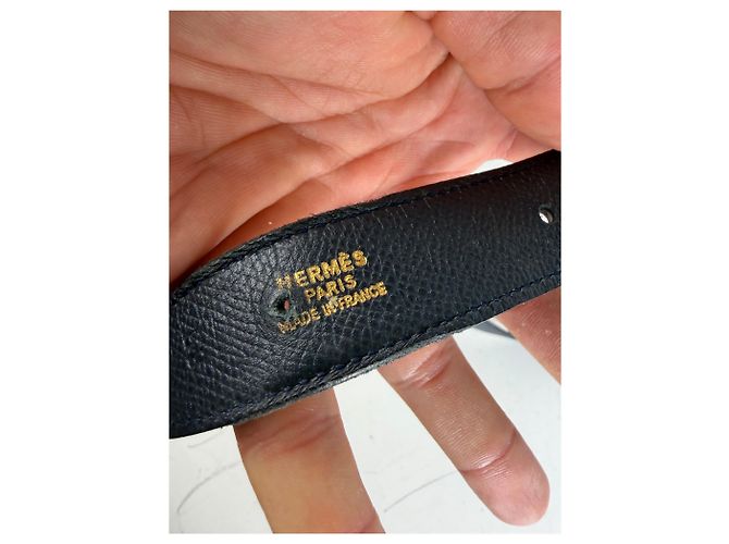 Hermès Vintage Hermes Ledergürtel Navy Marineblau - Ansicht 5