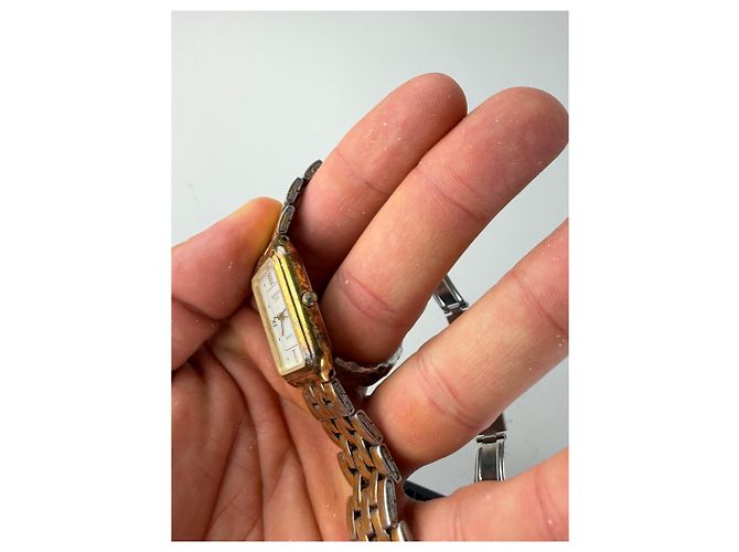 Vintage Givenchy Armbanduhr aus Edelstahl Gold Silber Gold Golden - Ansicht 9