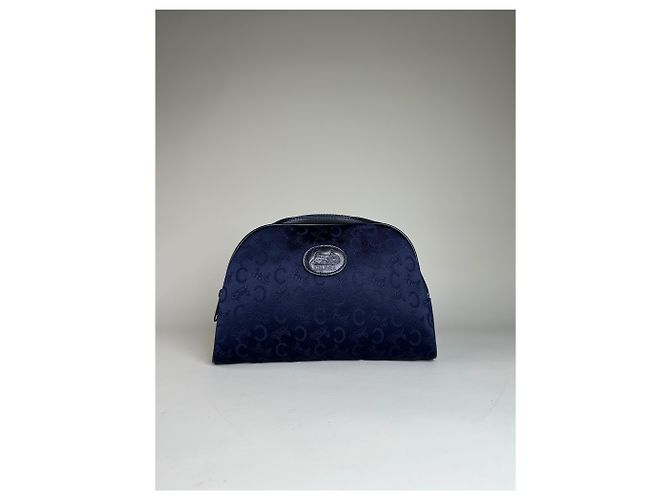 Céline Vintage Celine Macadam beschichtetes Canvas Kosmetiktasche Dunkelblau - Ansicht 10