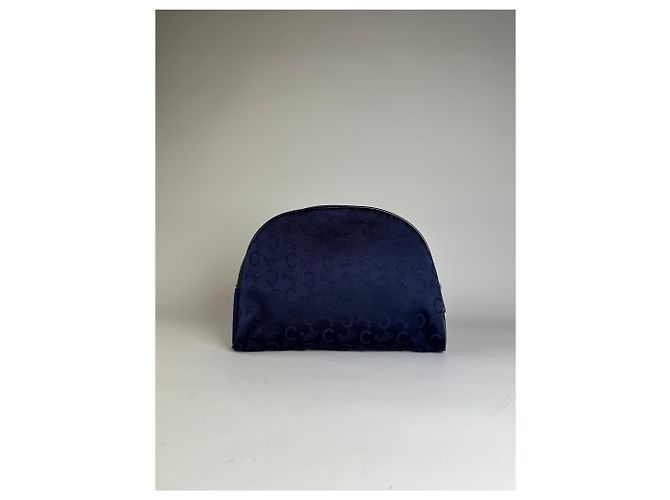 Céline Vintage Celine Macadam beschichtetes Canvas Kosmetiktasche Dunkelblau - Ansicht 11