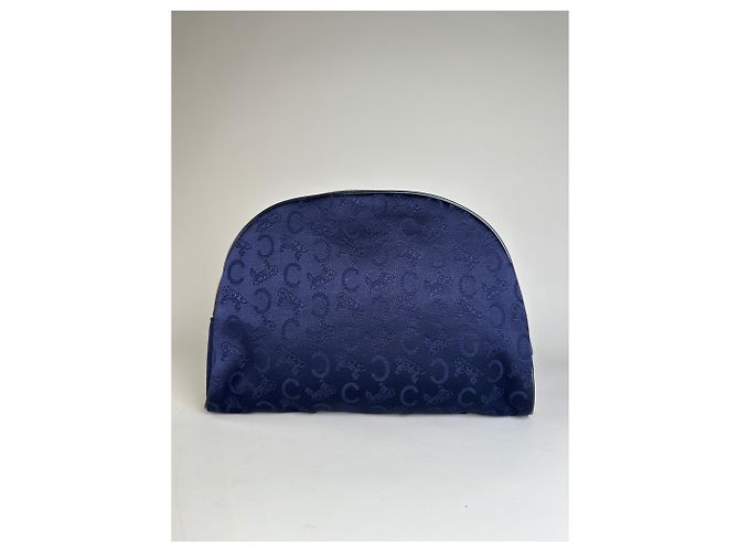 Céline Vintage Celine Macadam beschichtetes Canvas Kosmetiktasche Dunkelblau - Ansicht 2