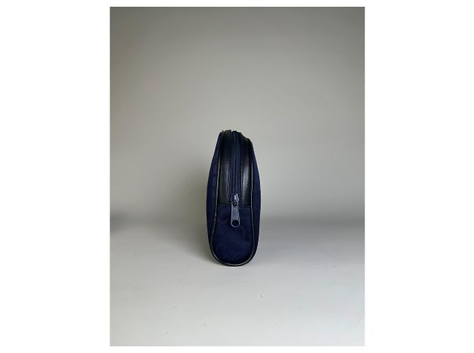 Céline Vintage Celine Macadam beschichtetes Canvas Kosmetiktasche Dunkelblau - Ansicht 3