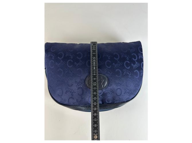 Céline Vintage Celine Macadam beschichtetes Canvas Kosmetiktasche Dunkelblau - Ansicht 9
