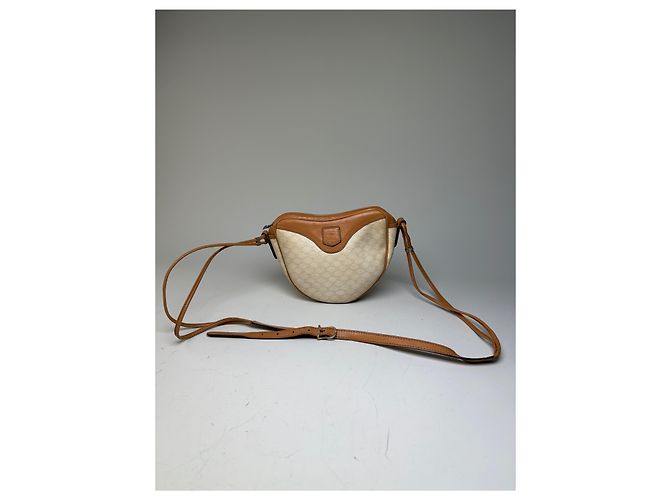 16 Céline Vintage Celine Schultertasche aus beschichteter Leinwand Cream Tan - Ansicht 14