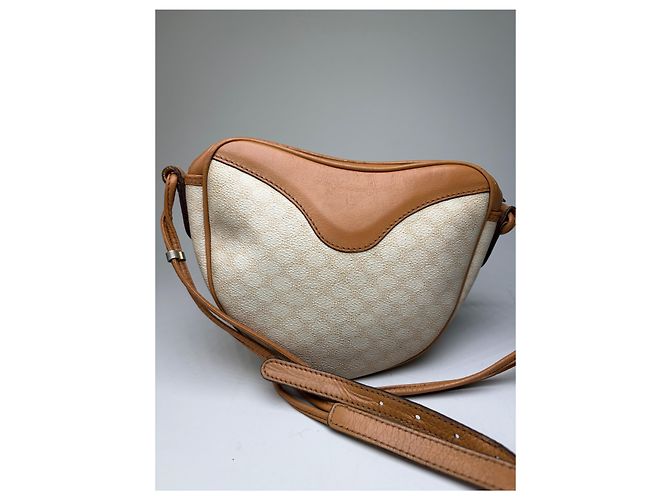 16 Céline Vintage Celine Schultertasche aus beschichteter Leinwand Cream Tan - Ansicht 15