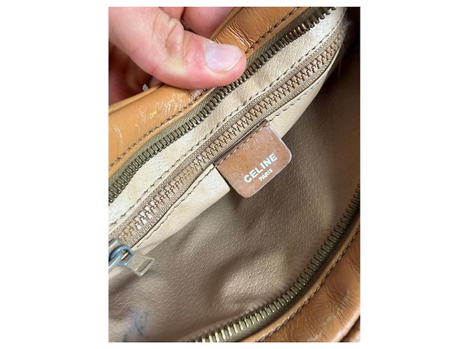 16 Céline Vintage Celine Schultertasche aus beschichteter Leinwand Cream Tan - Ansicht 5