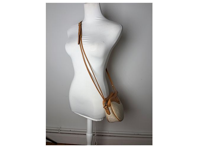16 Céline Vintage Celine Schultertasche aus beschichteter Leinwand Cream Tan - Ansicht 6