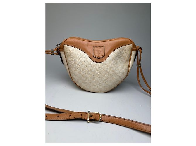 16 Céline Vintage Celine Schultertasche aus beschichteter Leinwand Cream Tan - Ansicht 9