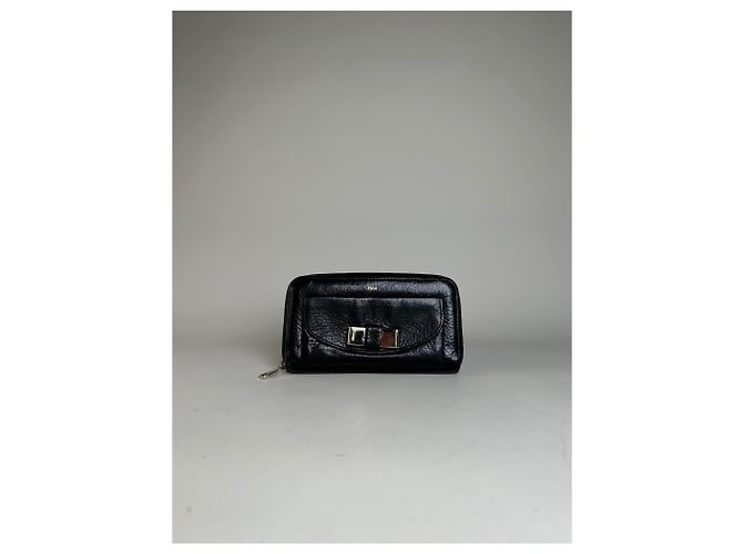 Chloé Vintage Chloe Leather Long Wallet Black Silver - view 10