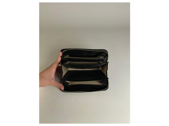Chloé Vintage Chloe Leather Long Wallet Black Silver - view 3