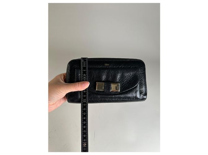 Chloé Vintage Chloe Leather Long Wallet Black Silver - view 8