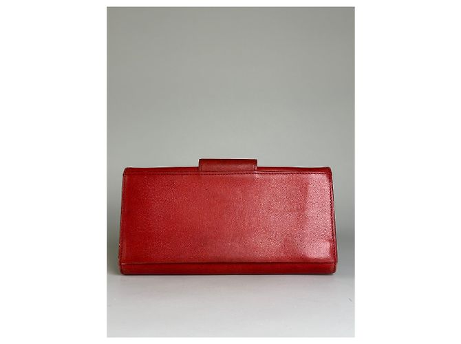Vintage Givenchy Leather Wallet Red Gold-tone Clasp - view 2
