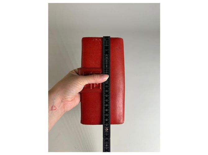 Vintage Givenchy Leather Wallet Red Gold-tone Clasp - view 9
