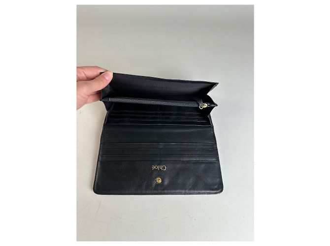 Chloé Vintage Chloe Leather Wallet Black Gold - view 3
