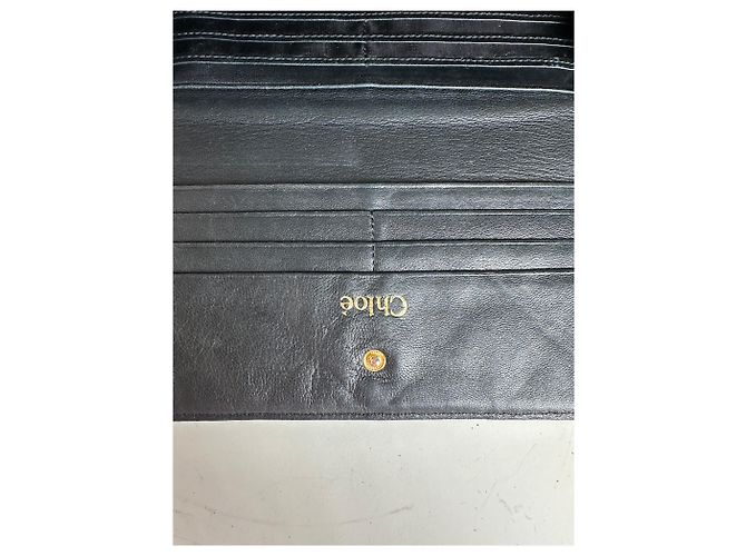Chloé Vintage Chloe Leather Wallet Black Gold - view 4