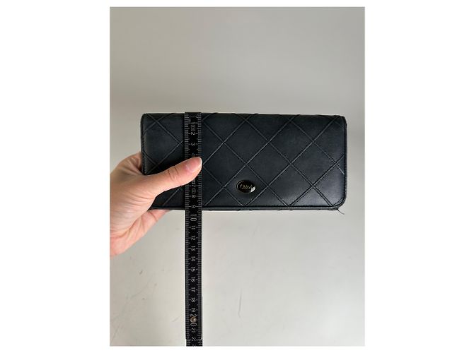 Chloé Vintage Chloe Leather Wallet Black Gold - view 7