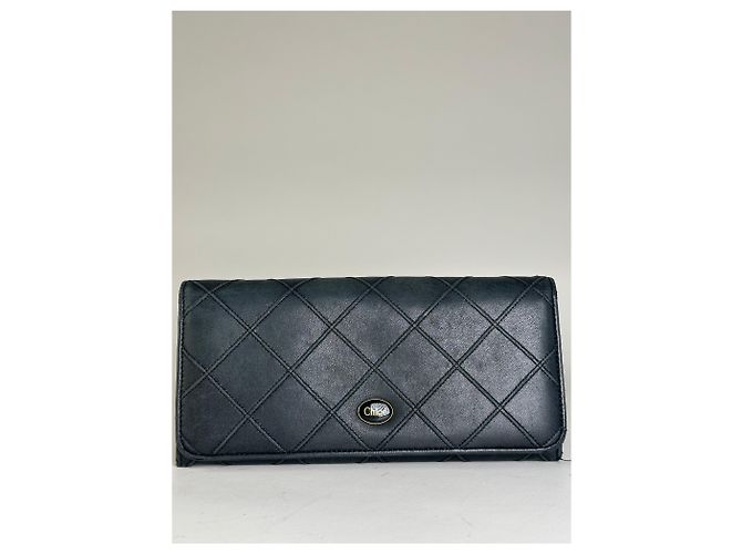 Chloé Vintage Chloe Leather Wallet Black Gold - view 8