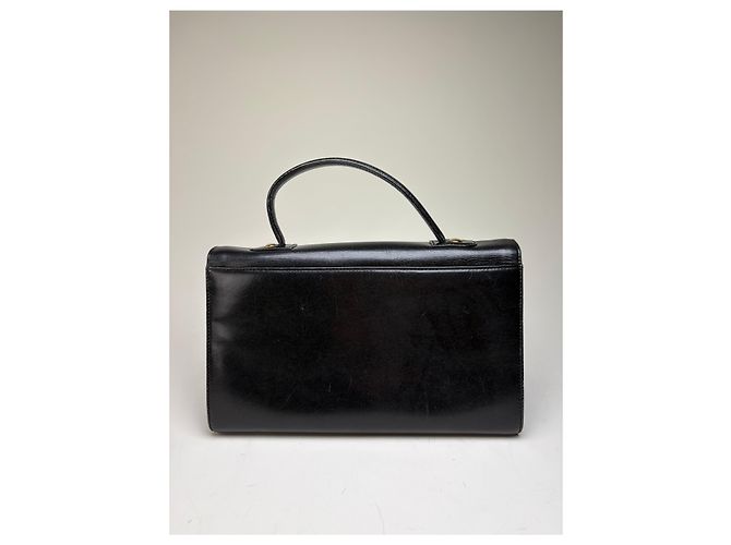 Vintage Givenchy strukturierte Lederhandtasche Schwarz Gold - Ansicht 2