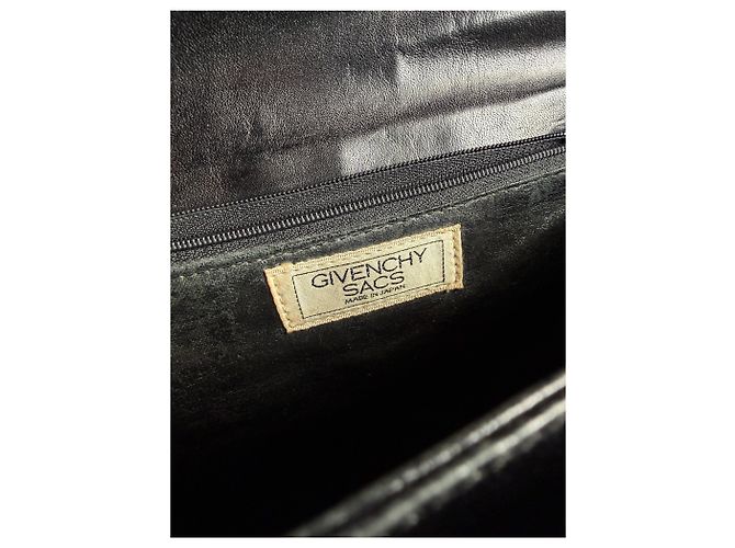 Vintage Givenchy strukturierte Lederhandtasche Schwarz Gold - Ansicht 4