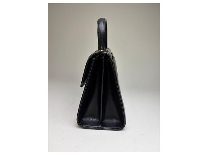 Vintage Givenchy strukturierte Lederhandtasche Schwarz Gold - Ansicht 5