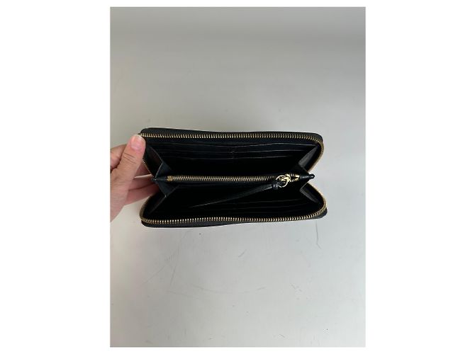 Chloé Vintage Chloe Leather Zip Wallet Black Gold - view 3