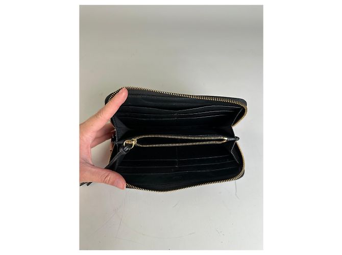 Chloé Vintage Chloe Leather Zip Wallet Black Gold - view 4
