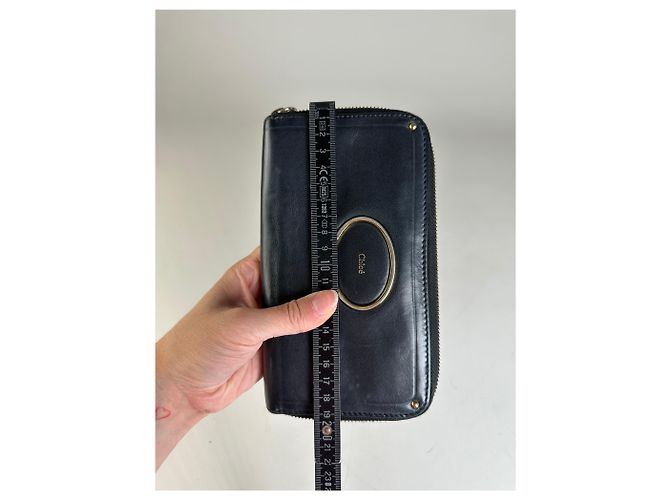 Chloé Vintage Chloe Leather Zip Wallet Black Gold - view 6