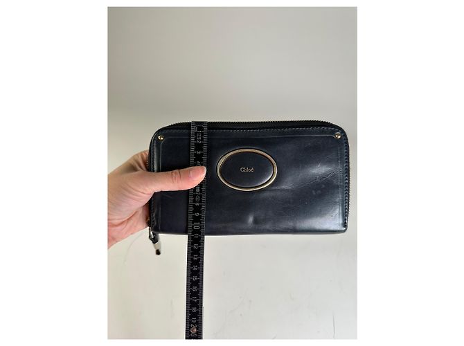Chloé Vintage Chloe Leather Zip Wallet Black Gold - view 7