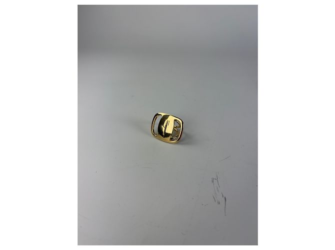 Salvatore Ferragamo Anello Vintage Ferragamo in metallo dorato con logo inciso D'oro - vista 2