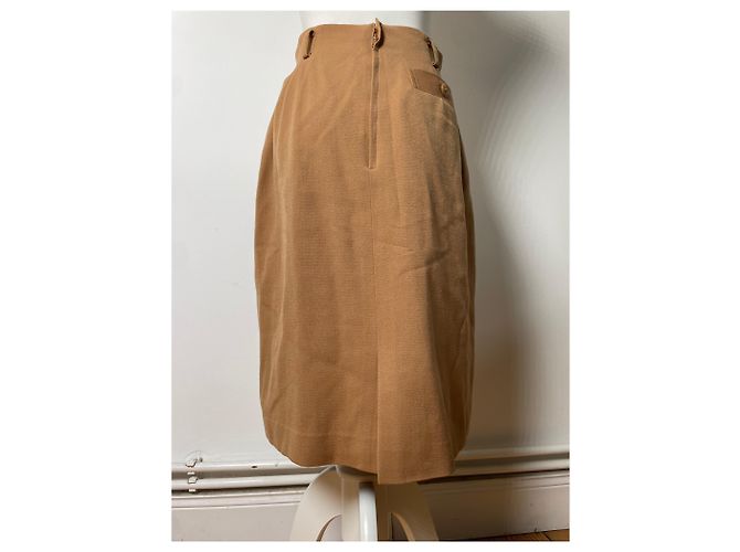 Gonna di lana vintage Dior Tan M Cammello - vista 14