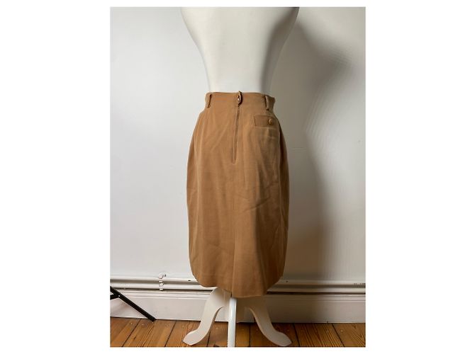 Gonna di lana vintage Dior Tan M Cammello - vista 3