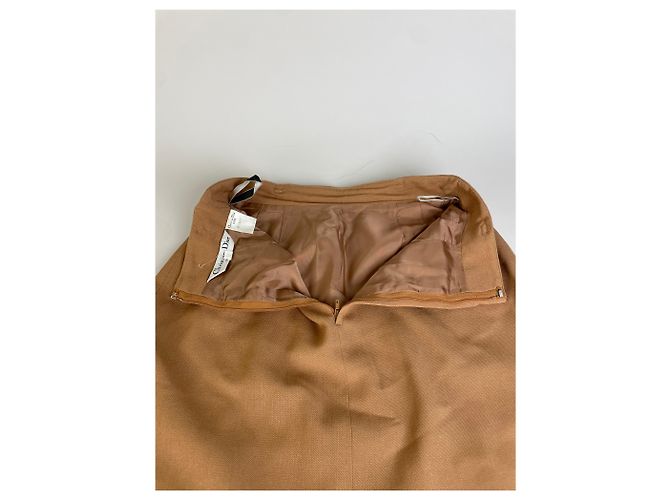 Gonna di lana vintage Dior Tan M Cammello - vista 4