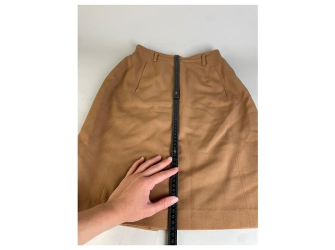 Gonna di lana vintage Dior Tan M Cammello - vista 9