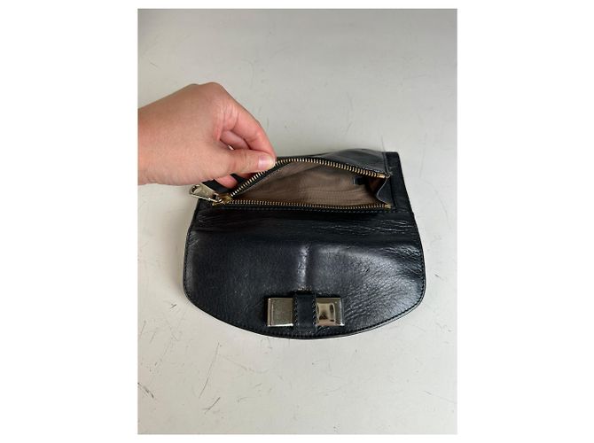 Chloé Vintage Chloe Leather Wallet Black Silver - view 4