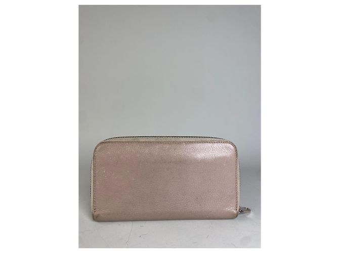 Chloé Vintage Chloe Pebbled Leather Zip Wallet Blush Pink Silver - view 11