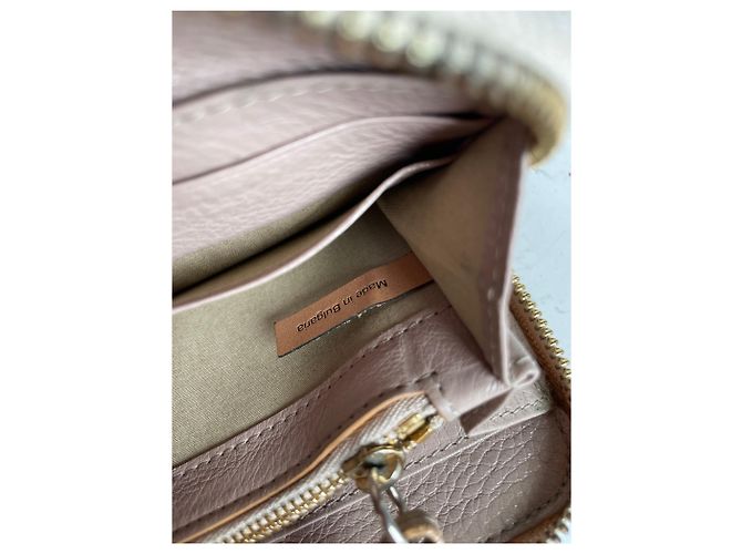 Chloé Vintage Chloe Pebbled Leather Zip Wallet Blush Pink Silver - view 4