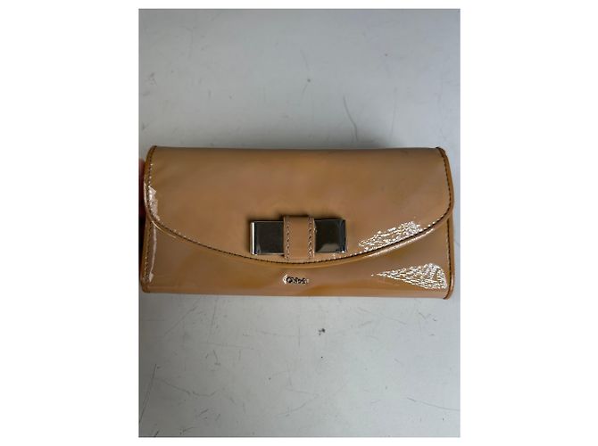 Chloé Vintage Chloe Patent Leather Wallet Beige Silver - view 6