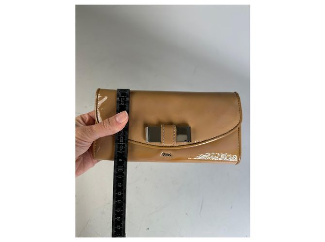 Chloé Vintage Chloe Patent Leather Wallet Beige Silver - view 8