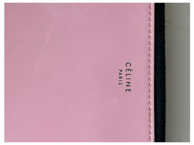 Edge Céline Vintage Celine Grained Leather Wallet Pink Silver - view 4