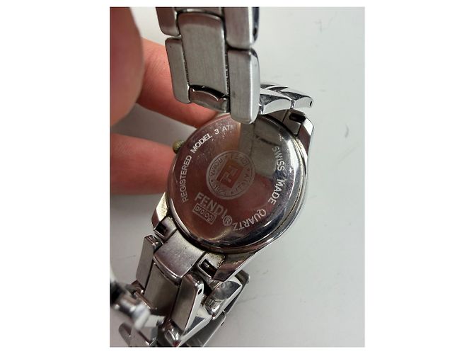Orologio da polso vintage Fendi in acciaio inossidabile nero e argento - vista 3