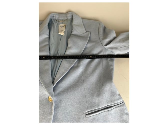 Céline Vintage Celine Blazer aus Kaschmir und Angora Hellblau XL - Ansicht 10