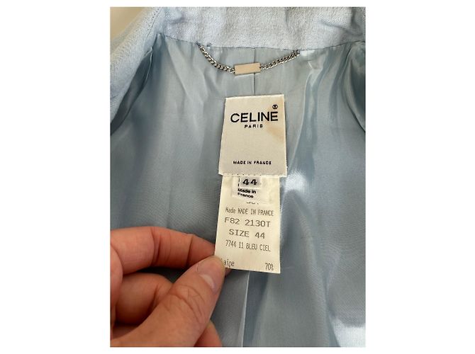 Céline Vintage Celine Blazer aus Kaschmir und Angora Hellblau XL - Ansicht 4