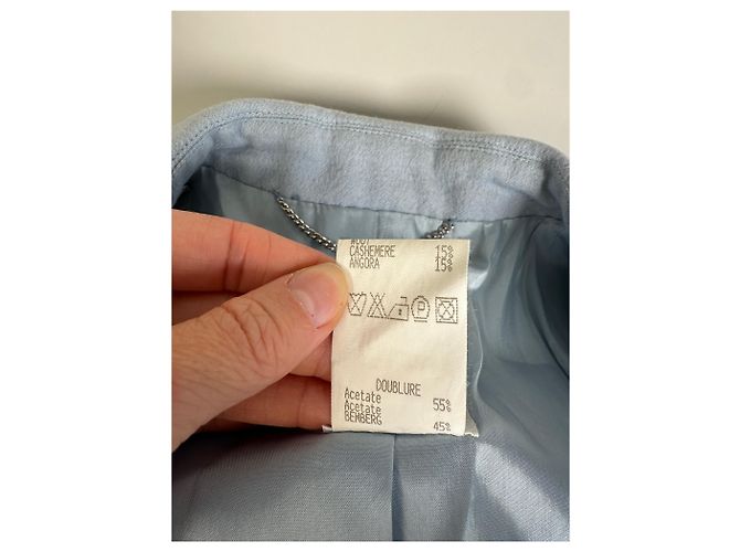 Céline Vintage Celine Blazer aus Kaschmir und Angora Hellblau XL - Ansicht 9