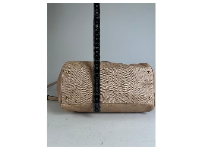 Vintage Coach Handtas aus strukturierter Leder Beige Hell Gold - Ansicht 10