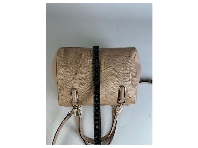 Vintage Coach Handtas aus strukturierter Leder Beige Hell Gold - Ansicht 12