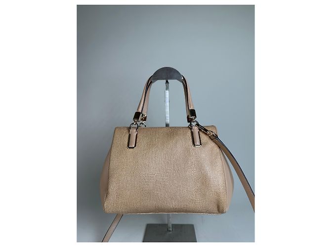 Vintage Coach Handtas aus strukturierter Leder Beige Hell Gold - Ansicht 14