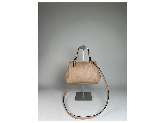 Vintage Coach Handtas aus strukturierter Leder Beige Hell Gold - Ansicht 2