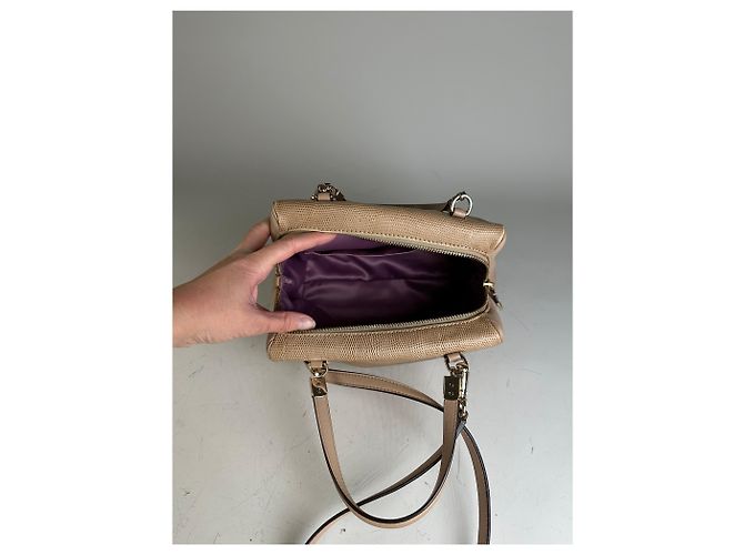 Vintage Coach Handtas aus strukturierter Leder Beige Hell Gold - Ansicht 3