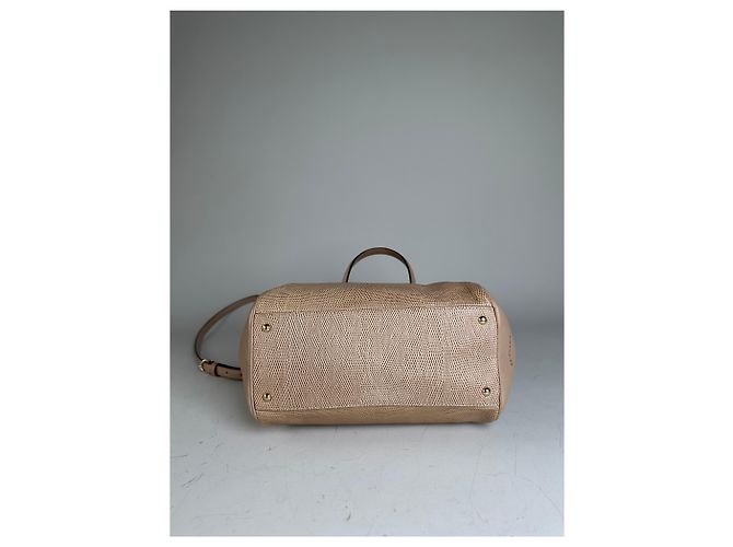 Vintage Coach Handtas aus strukturierter Leder Beige Hell Gold - Ansicht 9
